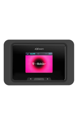 Tmobile Hotspot black device with a pink screen lit up