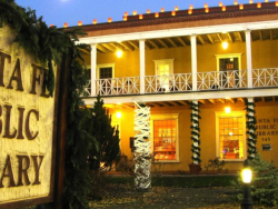  Exterior of the front entrance of Main branch building of Santa Fe Public Library. 