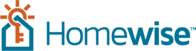 Homewise house and key blue and orange logo