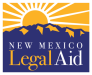 New Mexico Legal Aid logo with purple and orange mountain range and the sun