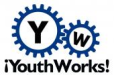 YouthWorks blue and black logo with gears