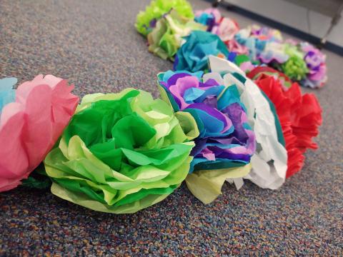 photograph of paper tissue flowers