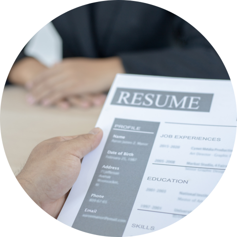 hand holding job resume