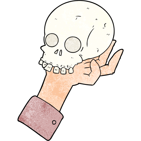 hand holding skull