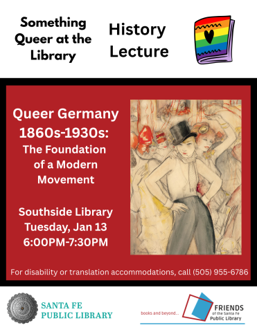Jeanne Mammen painting of a lesbian women in 1920s men's clothes staring at the viewer with shoulders shrugged and hips cocked as flapper dances with/behind her