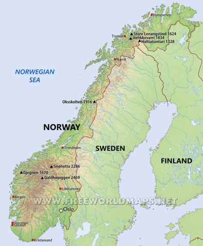 Map showing Norway.