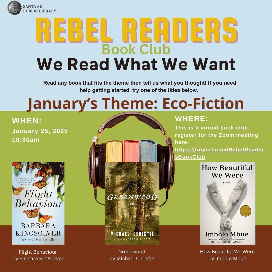 Rebel Readers January 2025 Flyer. All information is also in Event Details.