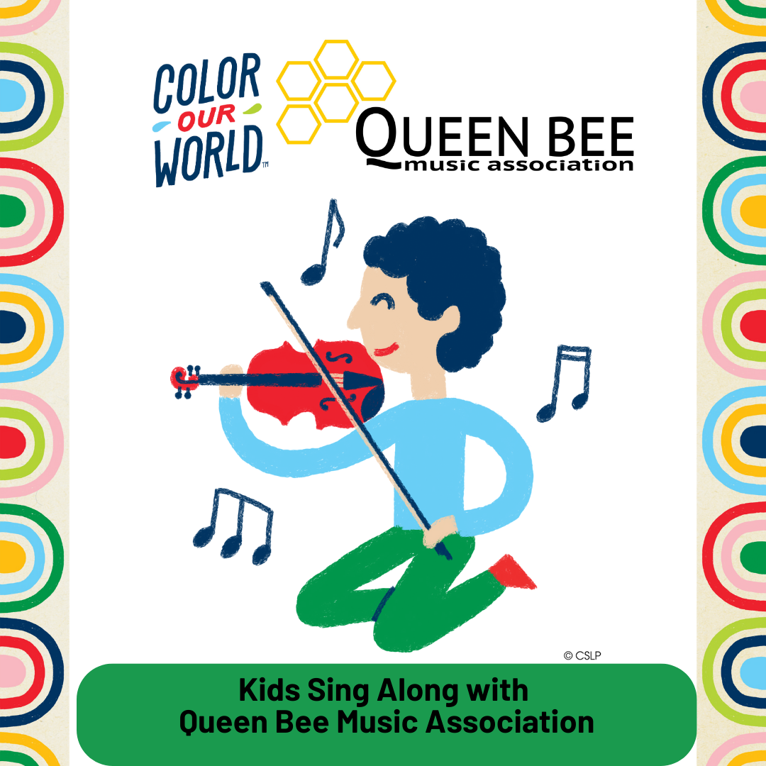 image of someone playing a violin surrounded by musical notes