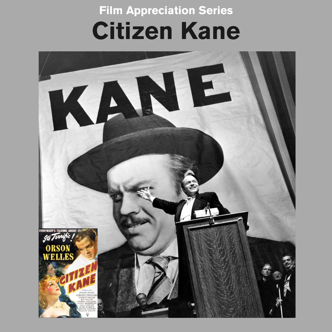 Still from movie with movie poster in the corner