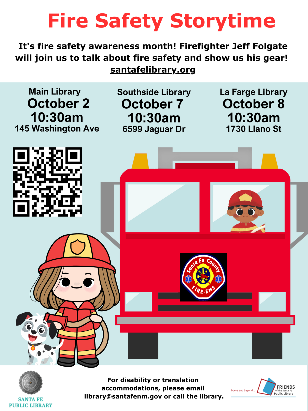 image of a firetruck with a boy and girl and dog