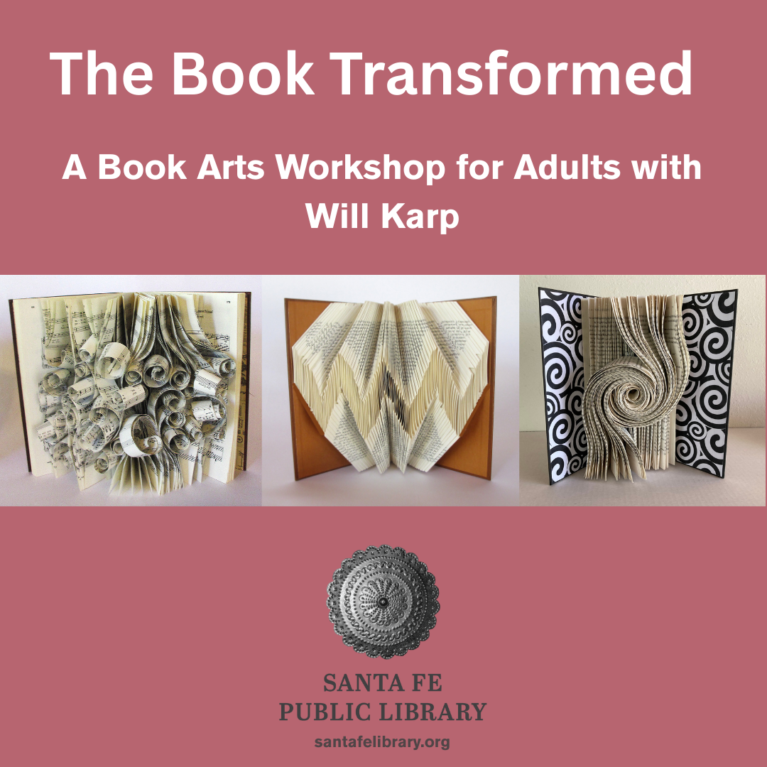 Images of Book Art with the title of the event text