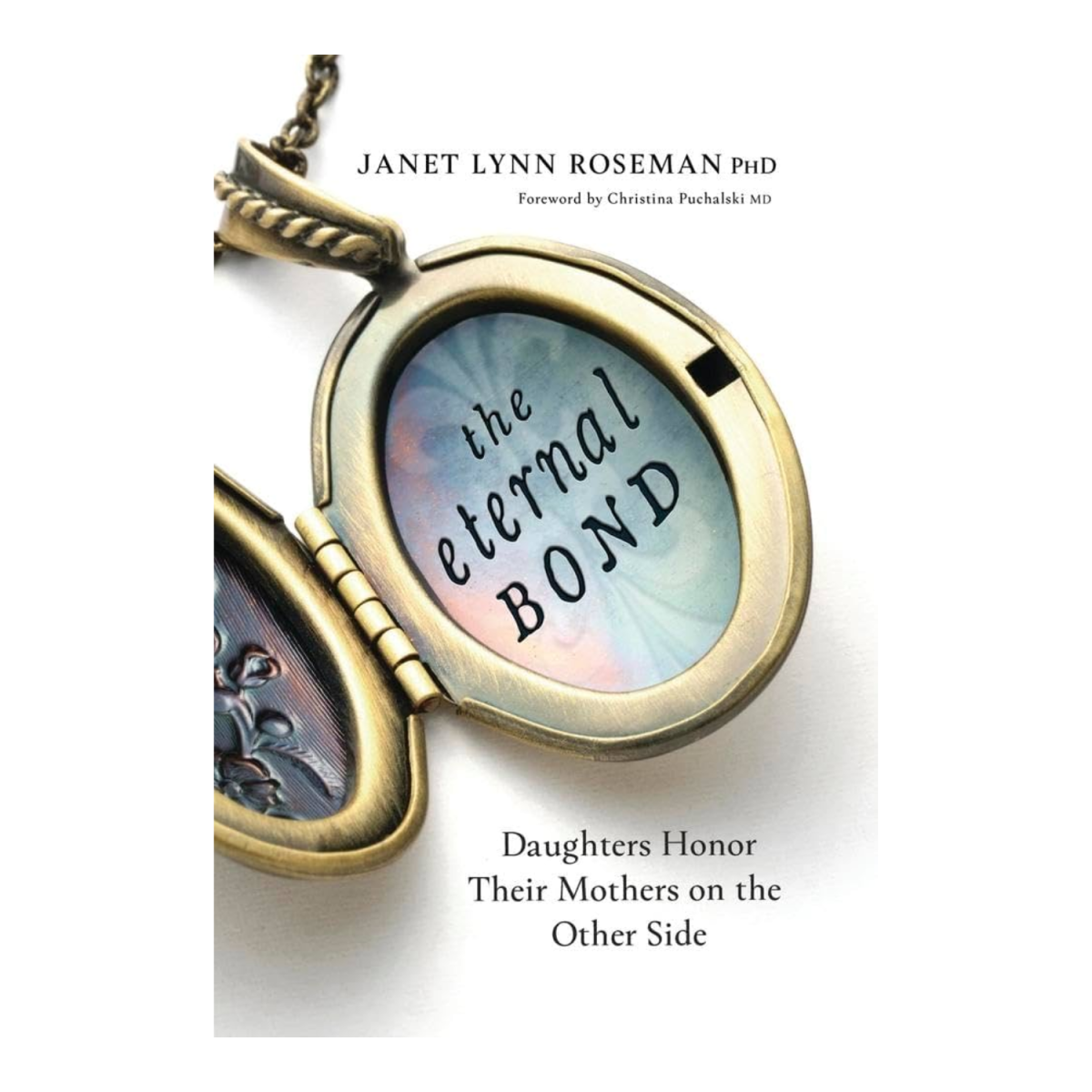 An open locket with the text "The Eternal Bond" inside