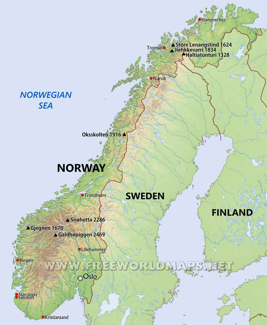 Map showing Norway.