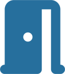 blue open door icon matching the site color