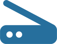 blue scanner icon matching the site color