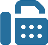 A blue icon of a fax machine